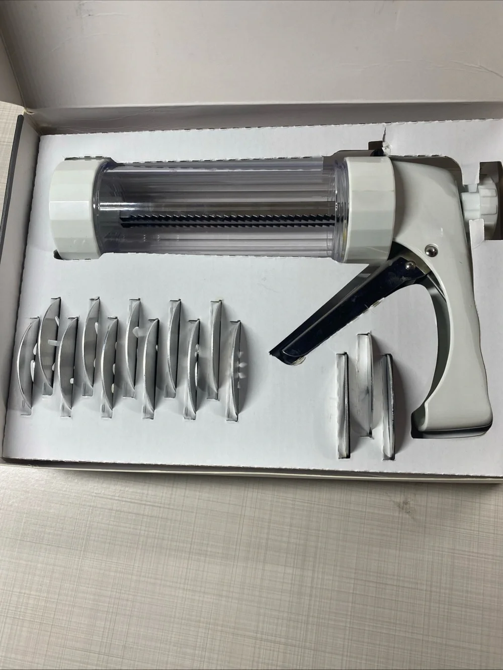 Open Box Kuhn Rikon clear cookie press stainless steel handle